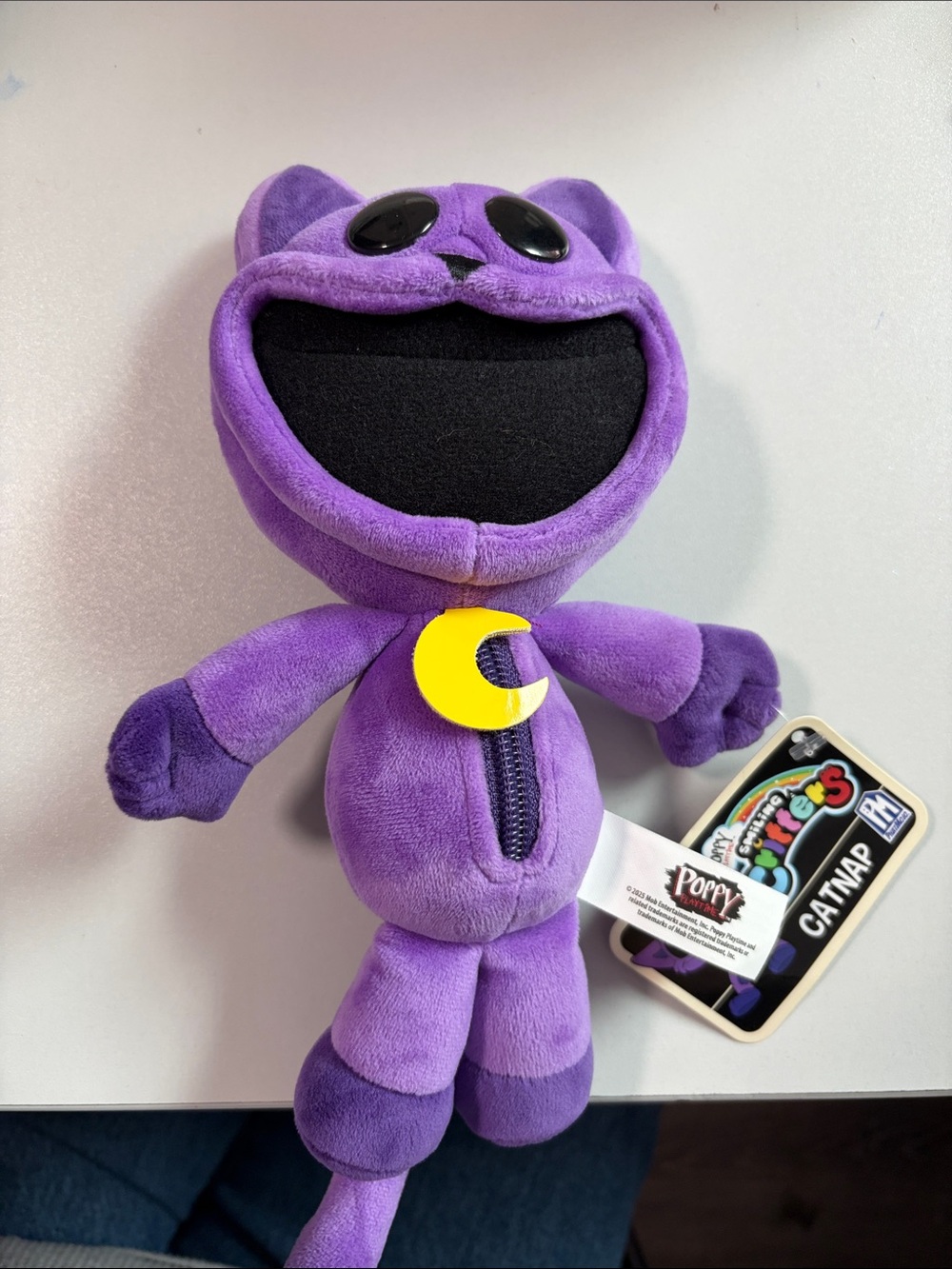Purple Cat Plush with Crescent Moon Charm